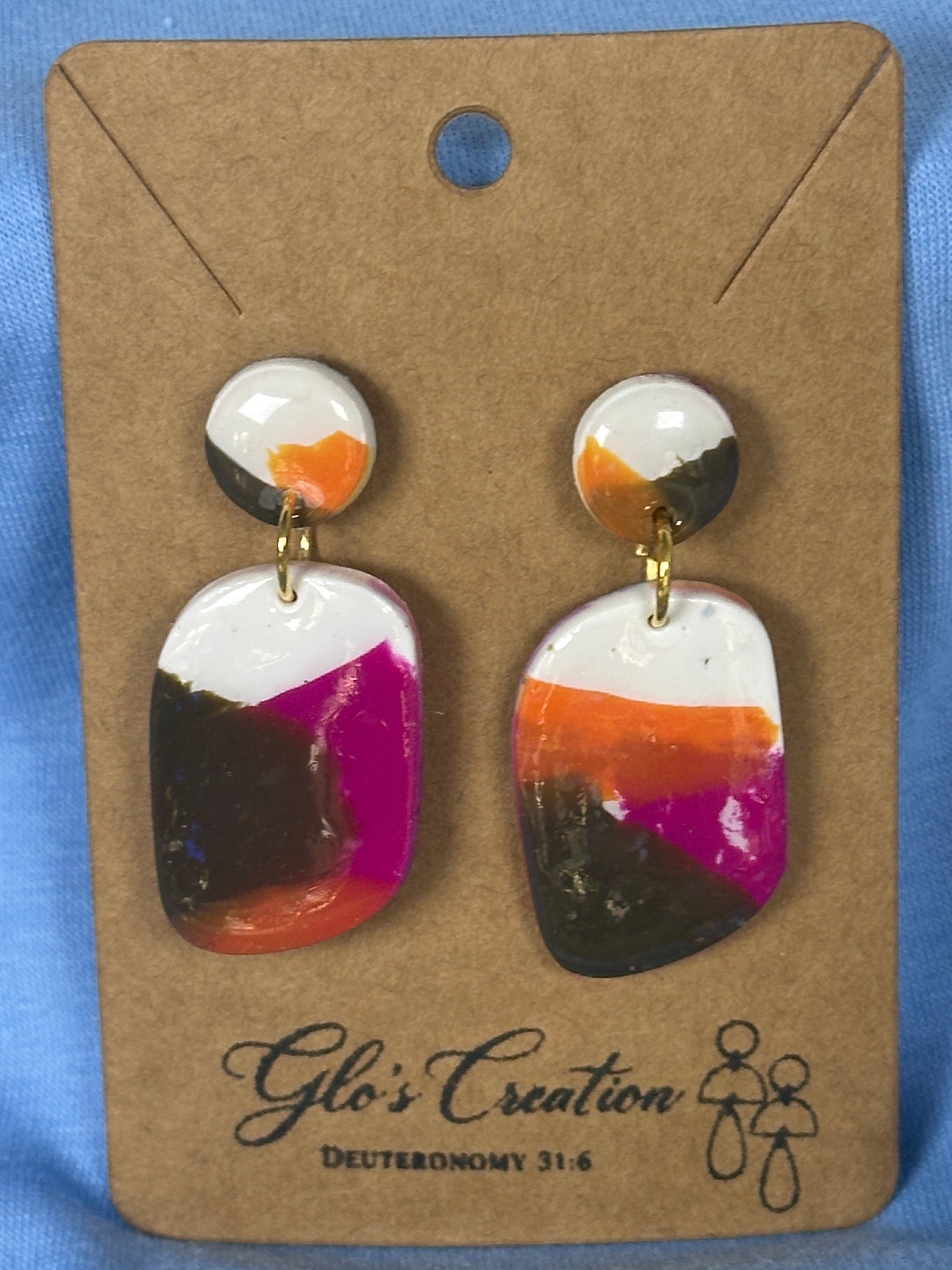 Handcrafted Polymer Clay Abstract Dangle Earrings