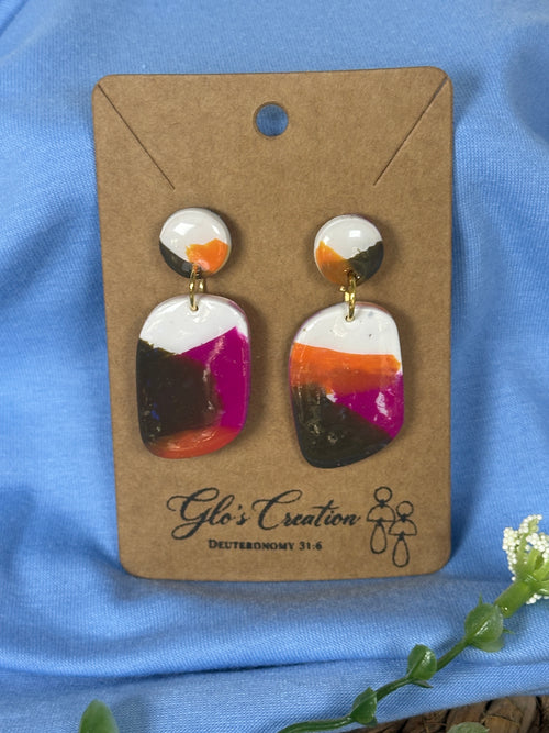 Handcrafted Polymer Clay Abstract Dangle Earrings