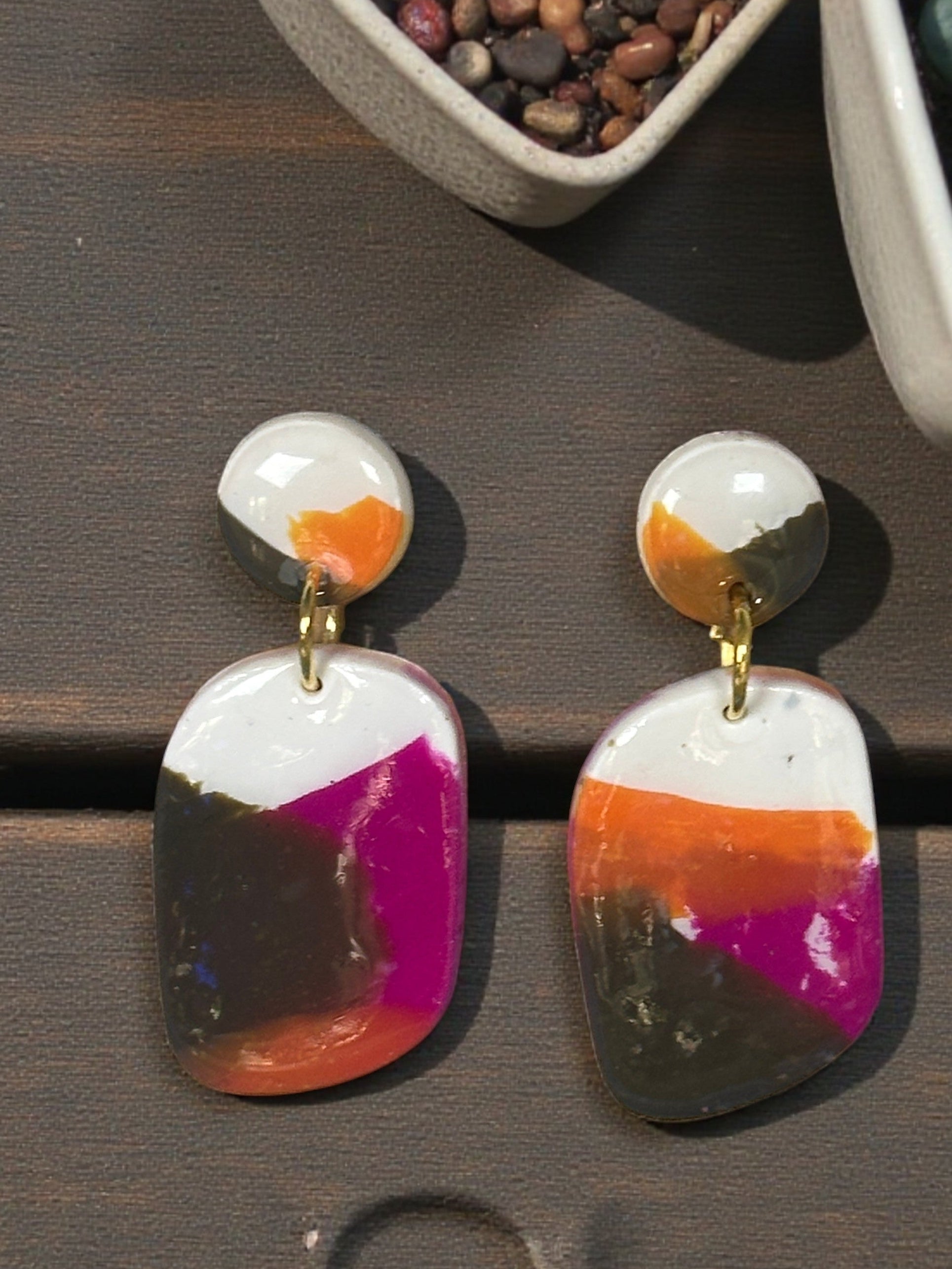 Handcrafted Polymer Clay Abstract Dangle Earrings