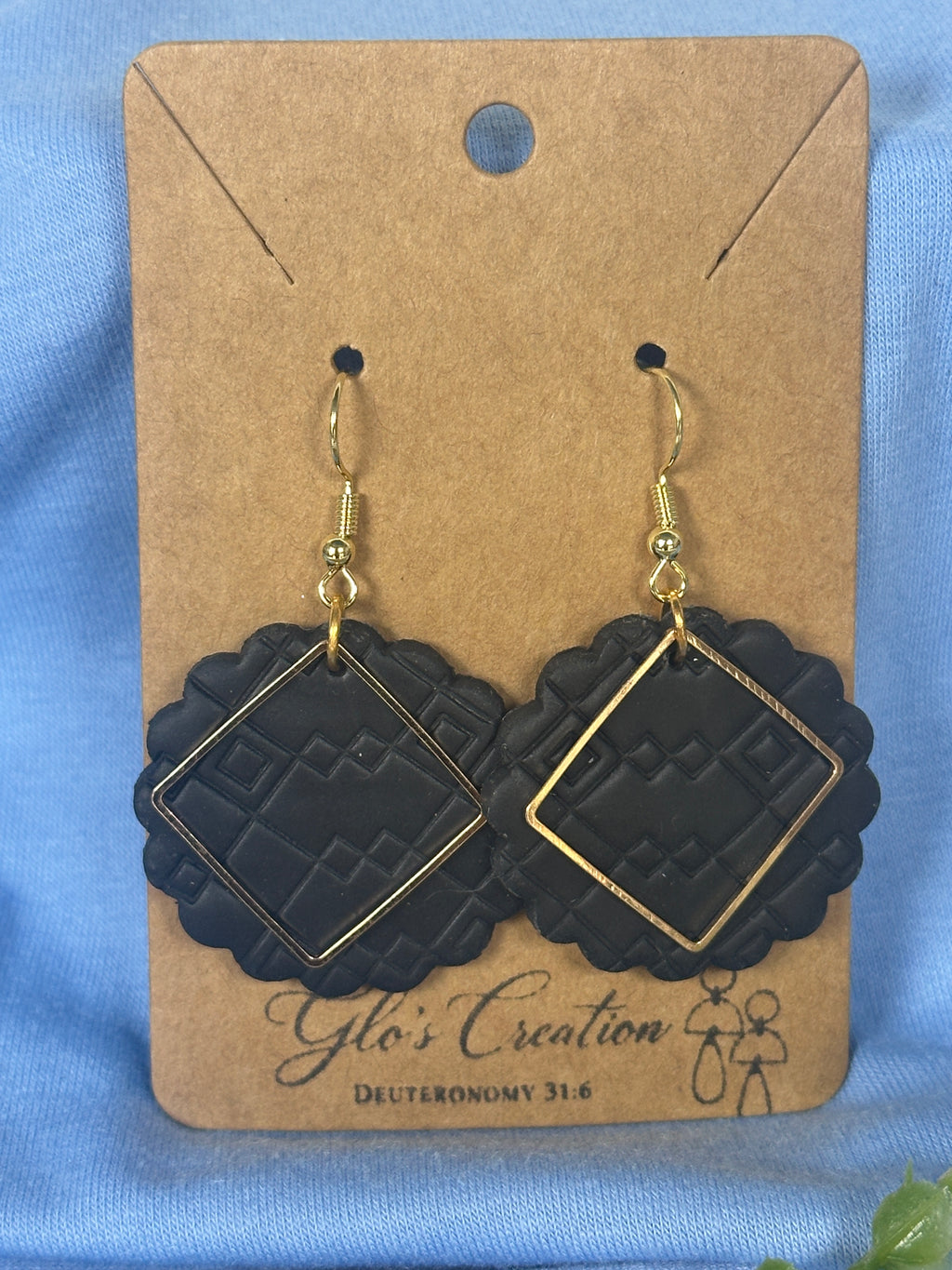 Handcrafted Polymer Clay Scalloped Dangle Earrings
