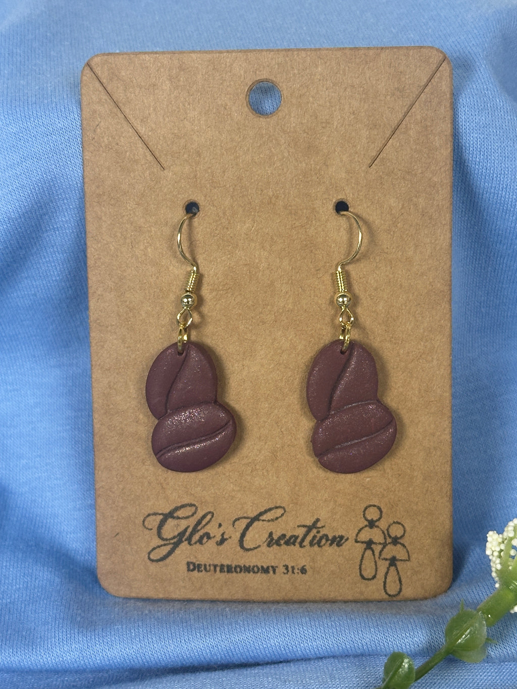 Handcrafted Polymer Clay Coffee Bean Dangle Earrings
