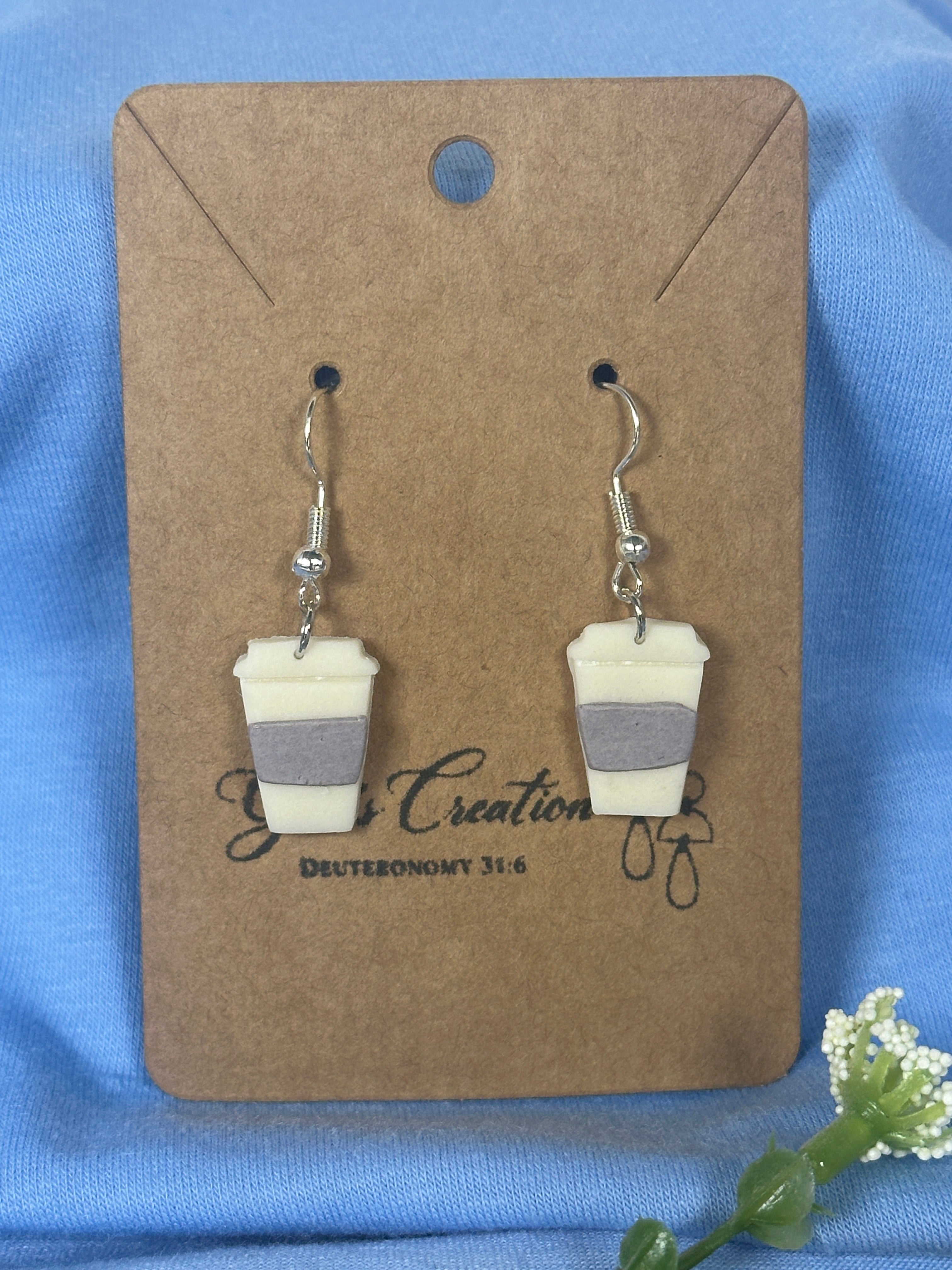Handcrafted Polymer Clay Coffee Cup Dangle Earrings