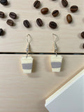 Handcrafted Polymer Clay Coffee Cup Dangle Earrings