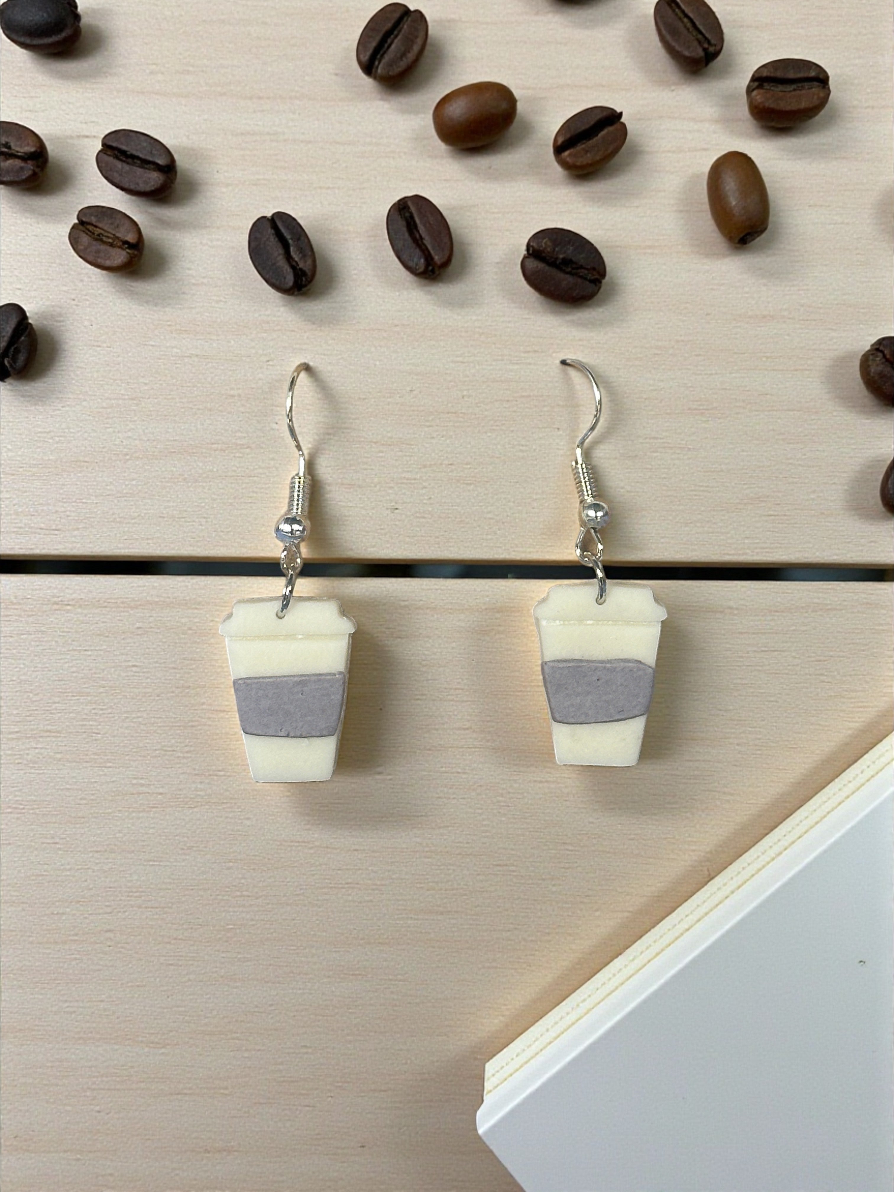 Handcrafted Polymer Clay Coffee Cup Dangle Earrings