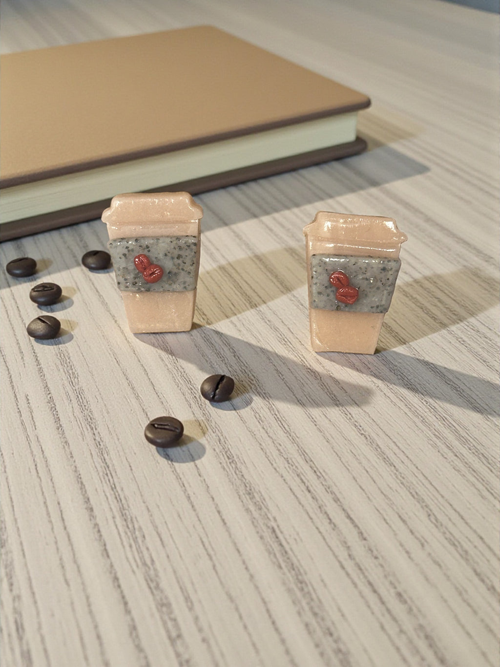 Handcrafted Polymer Clay Coffee Cup Stud Earrings