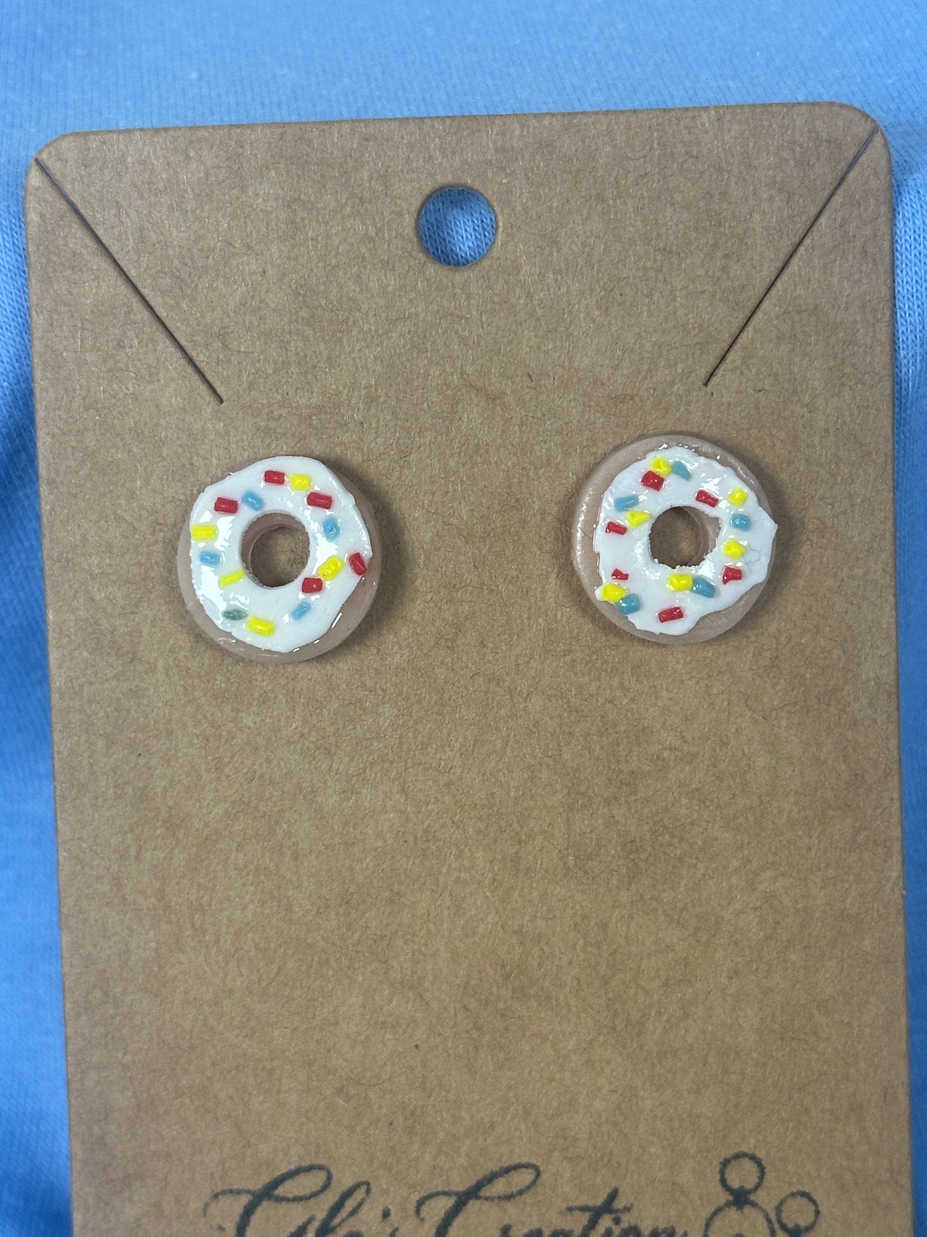 Handcrafted Polymer Clay Donut Stud Earrings