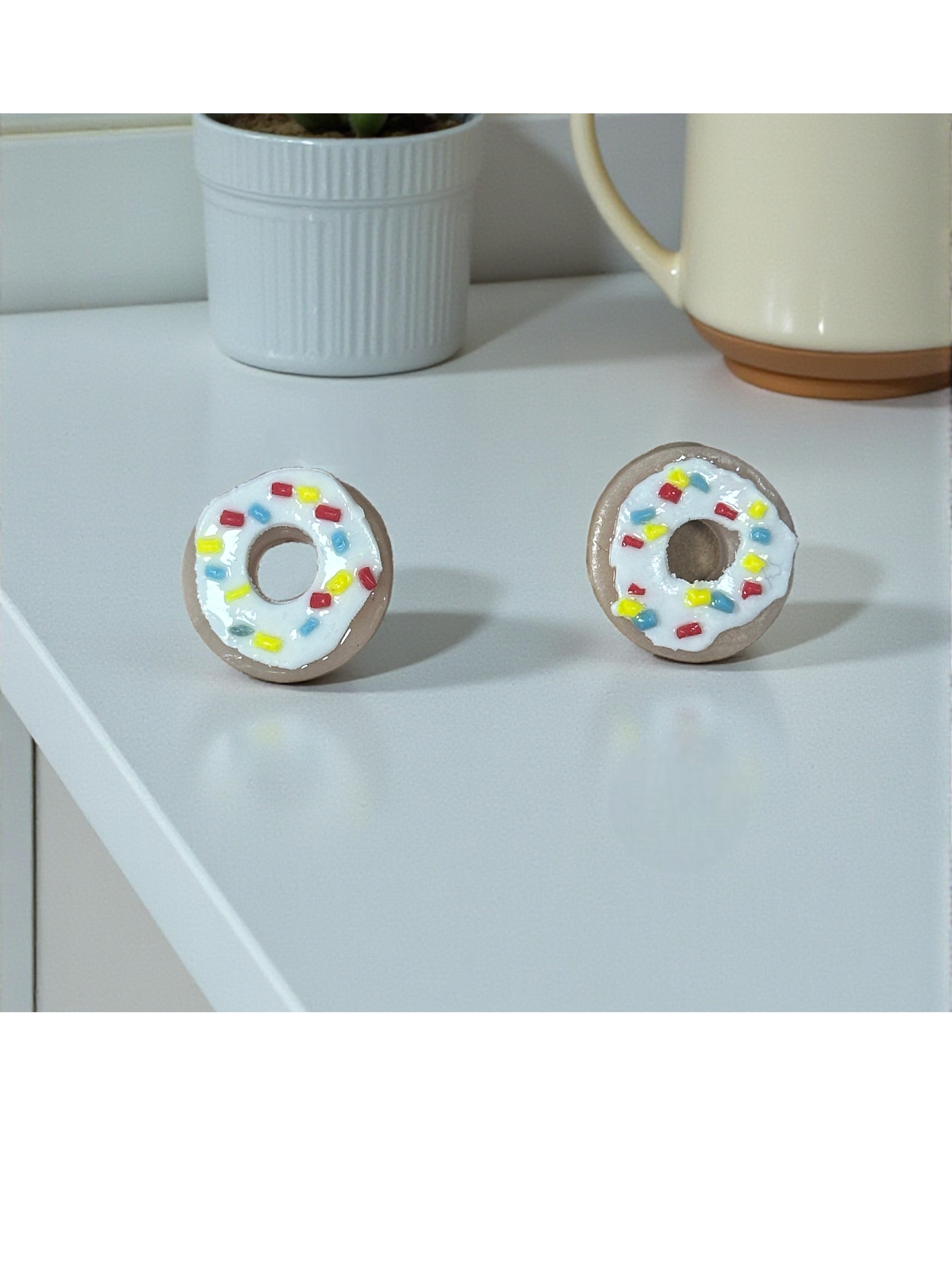 Handcrafted Polymer Clay Donut Stud Earrings
