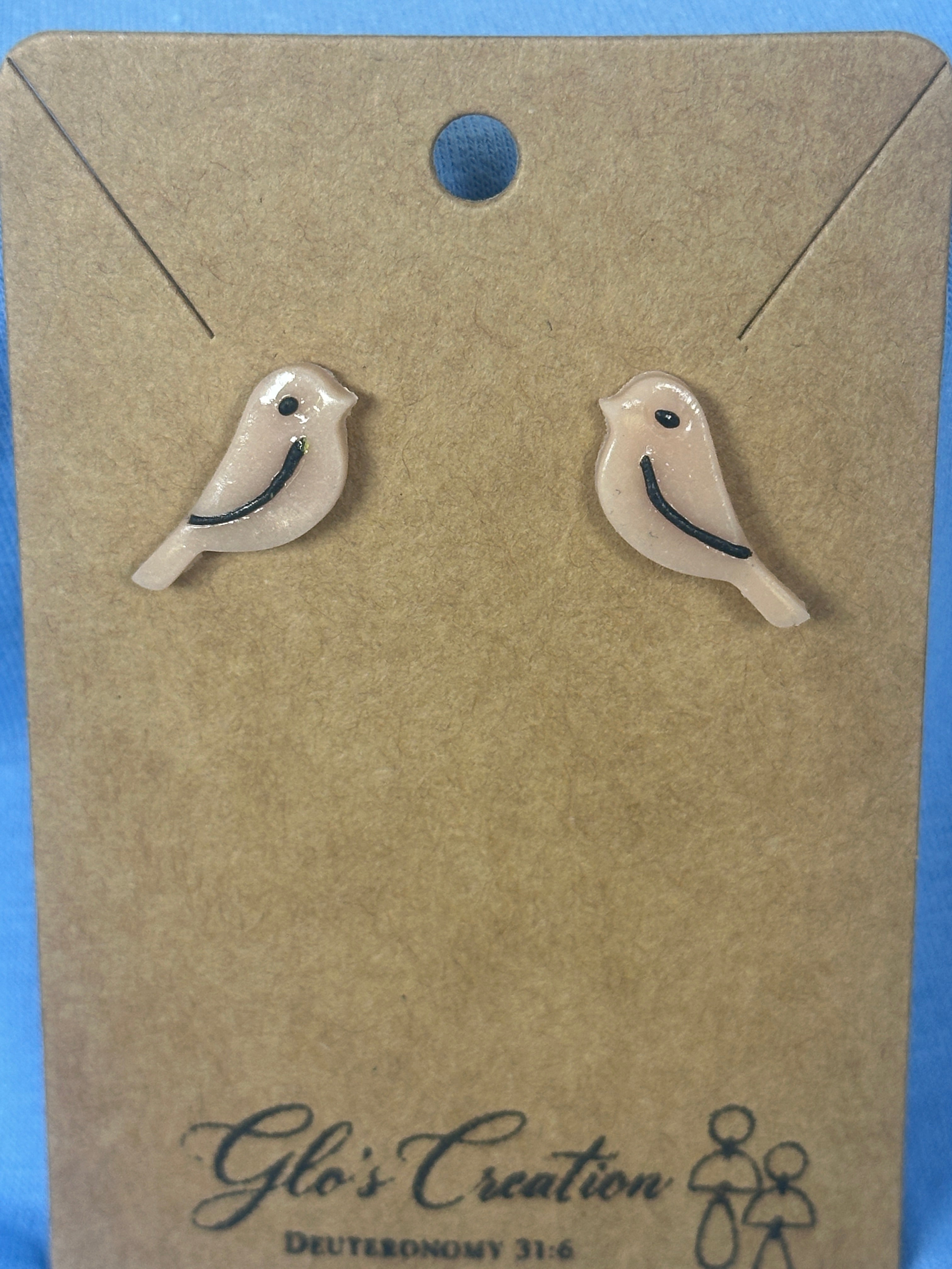 Handcrafted Polymer Clay Bird Stud