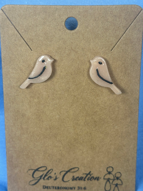 Handcrafted Polymer Clay Bird Stud