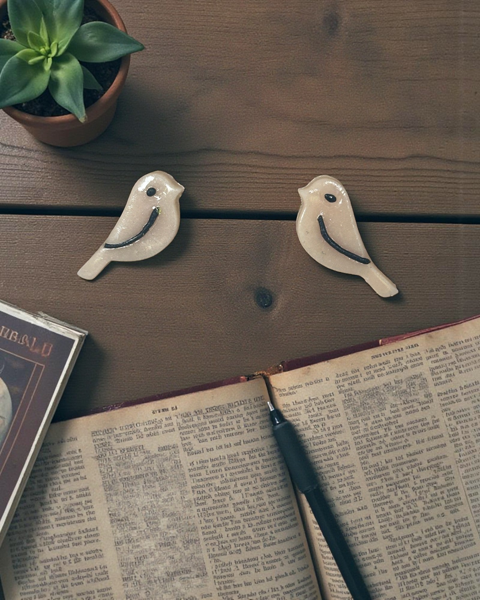 Handcrafted Polymer Clay Bird Stud