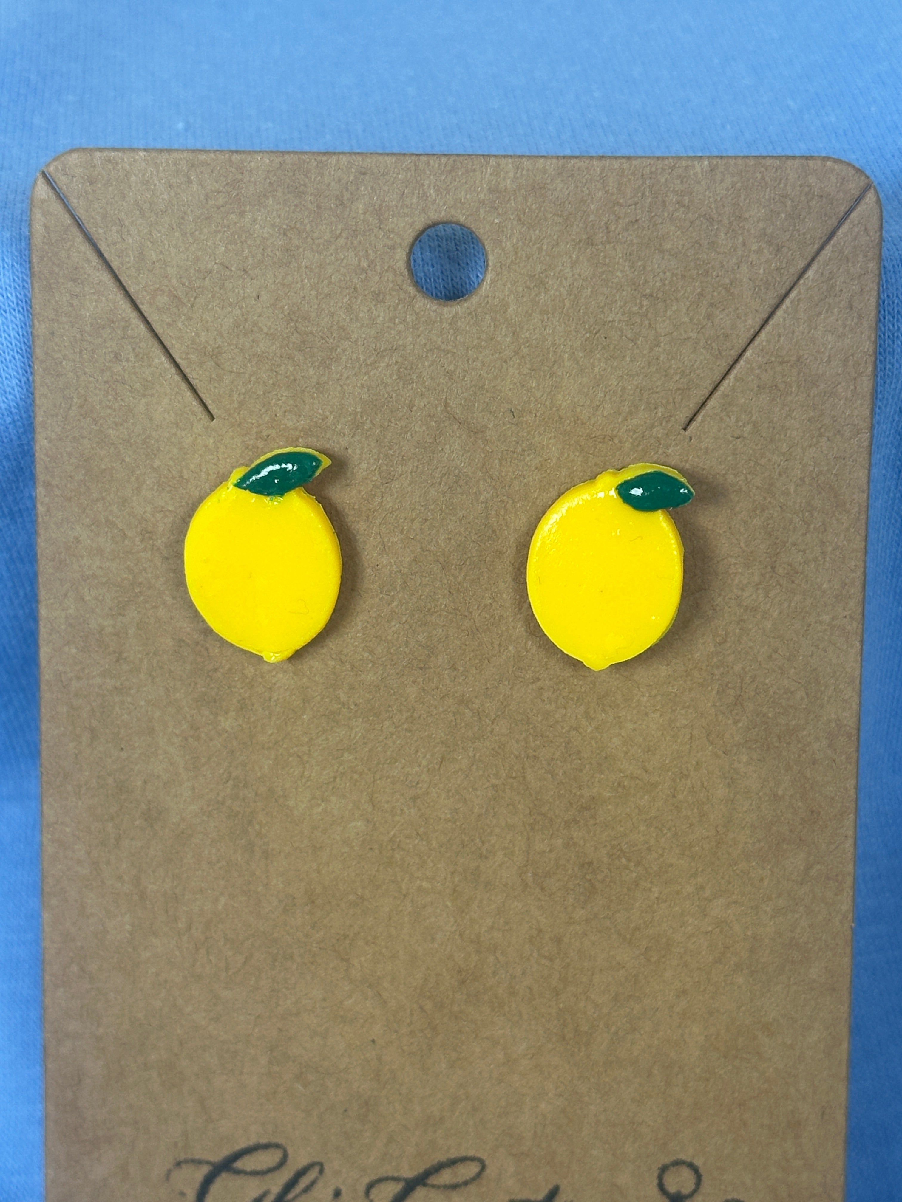 Handcrafted Polymer Clay Lemon Stud Earrings