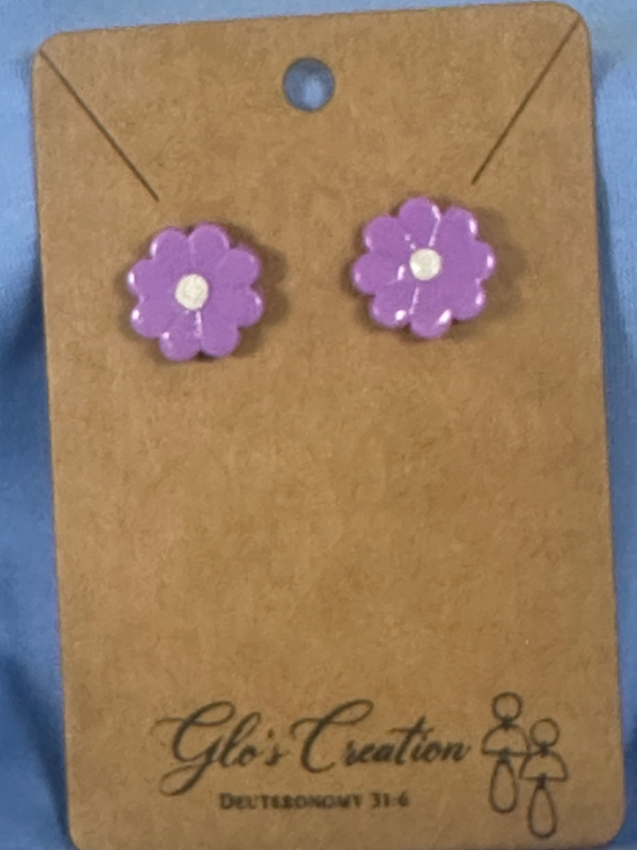 Handcrafted Polymer Clay Violet Stud Earrings