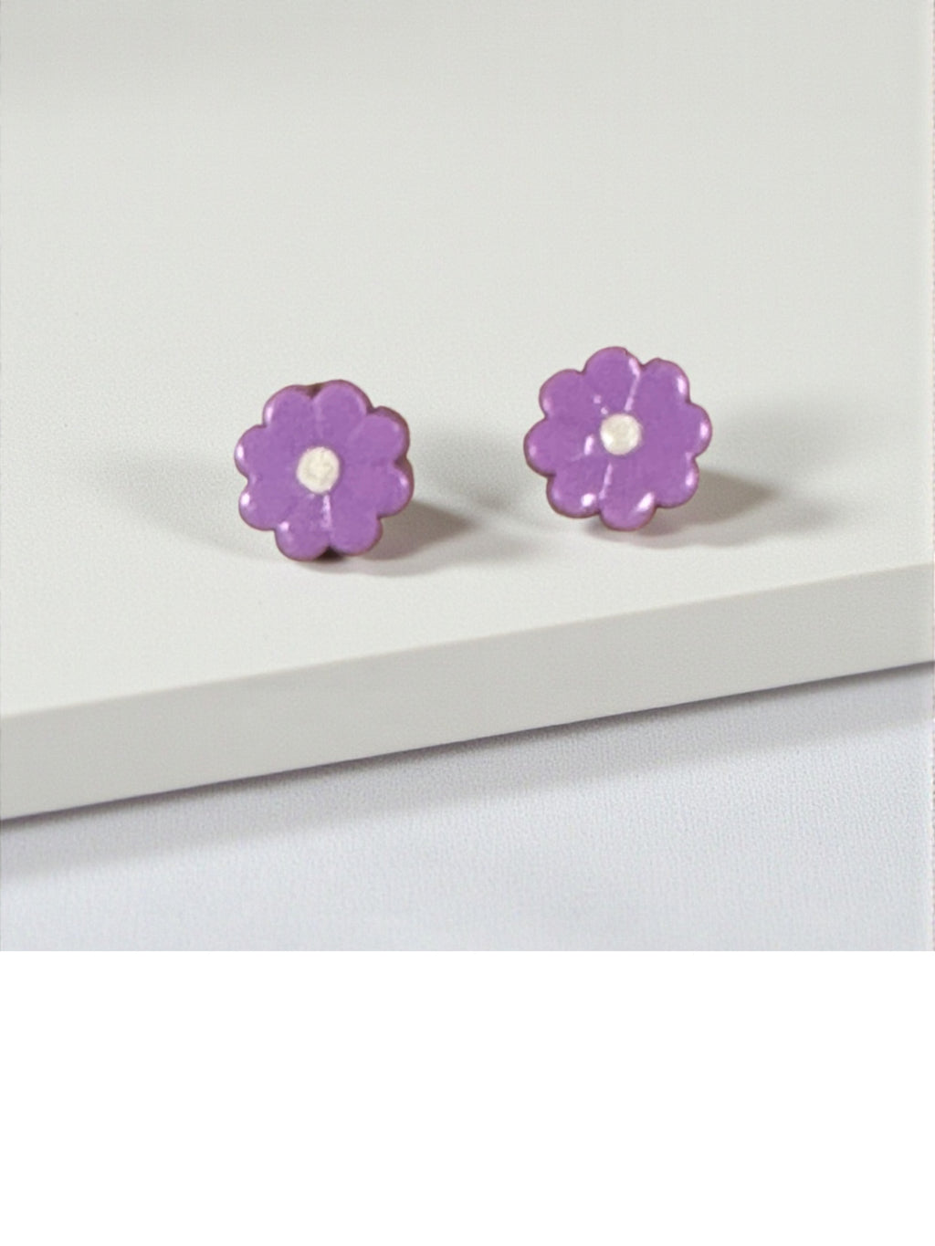 Handcrafted Polymer Clay Violet Stud Earrings