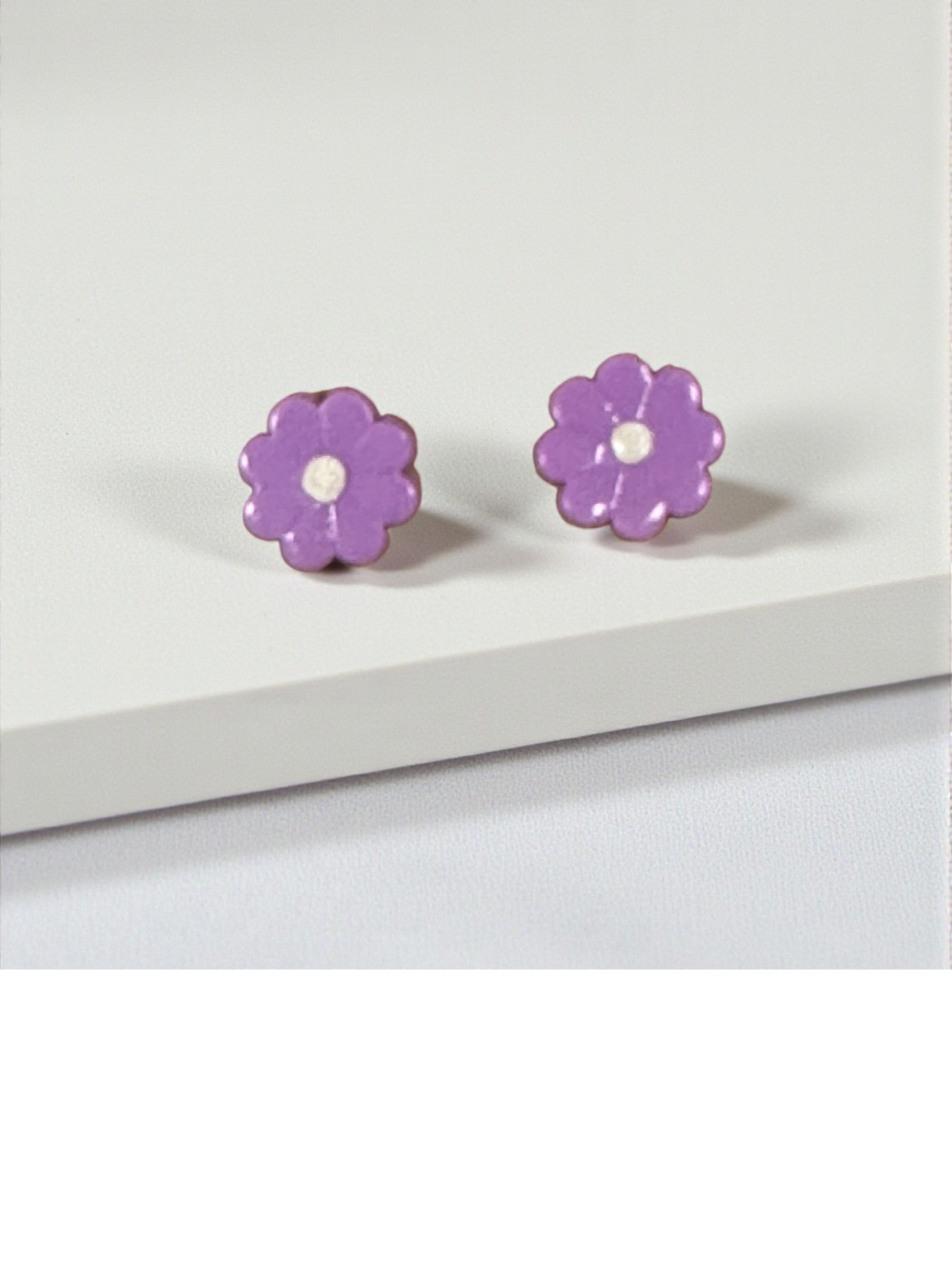 Handcrafted Polymer Clay Violet Stud Earrings