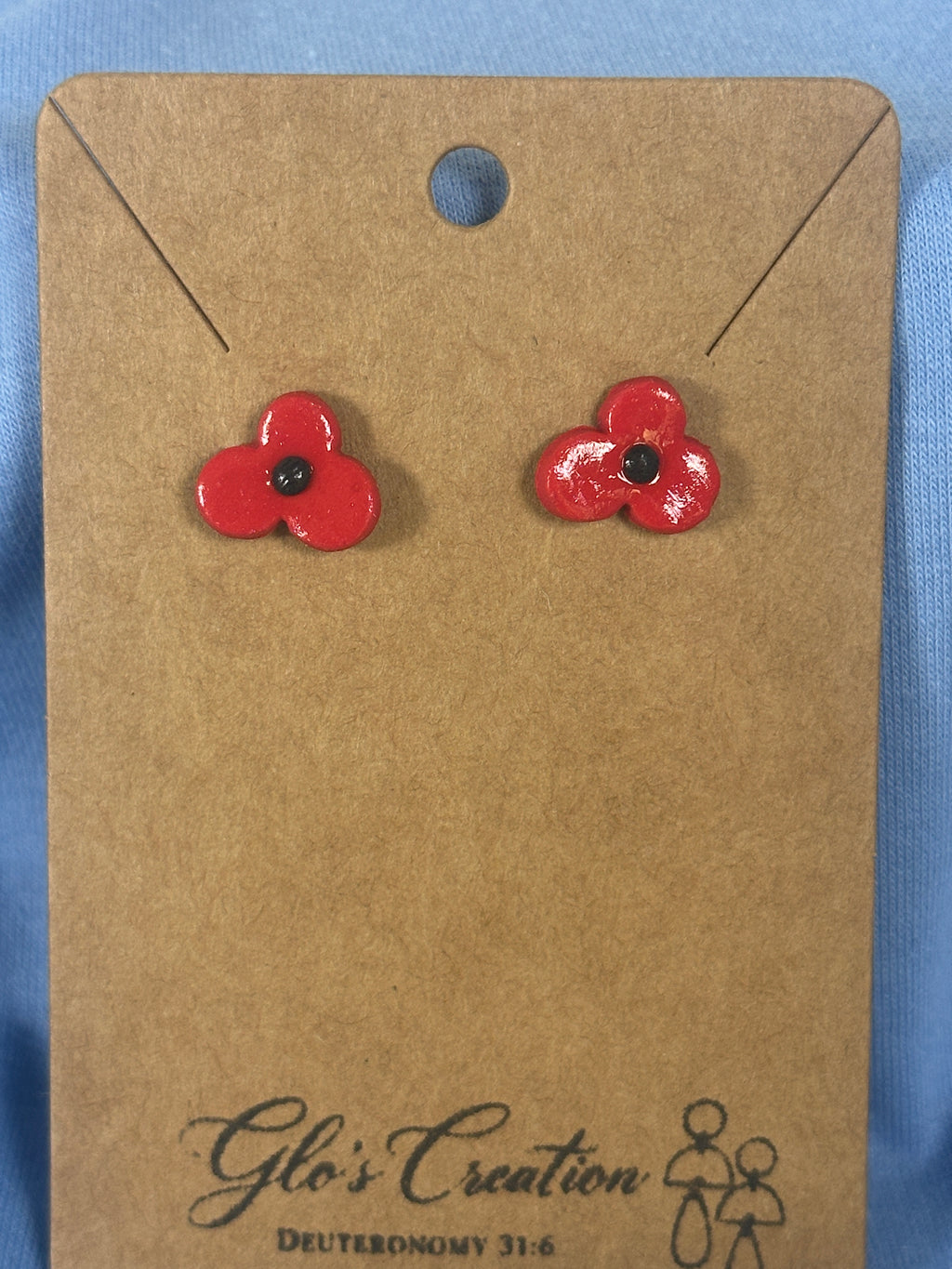 Handcrafted Polymer Clay Poppy Stud Earrings