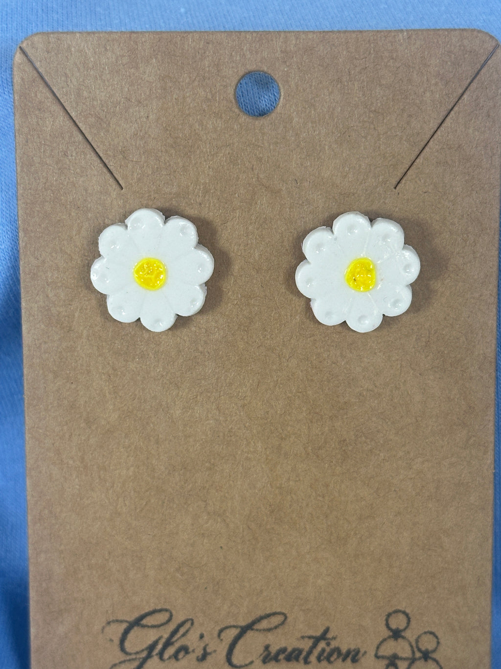 Handcrafted Polymer Clay Daisy Stud Earrings