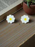 Handcrafted Polymer Clay Daisy Stud Earrings