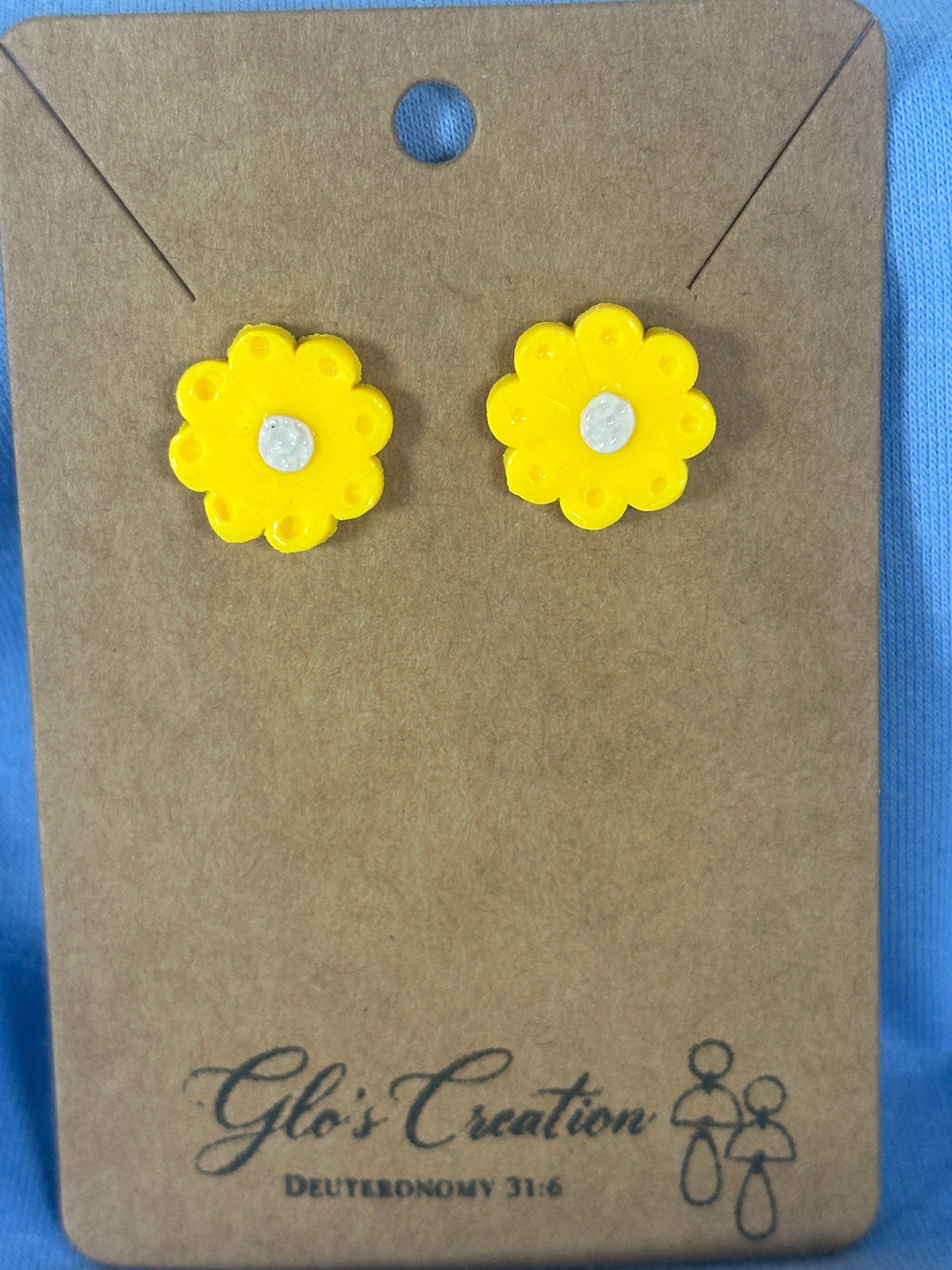 Handcrafted Polymer Clay Sunflower Stud Earrings