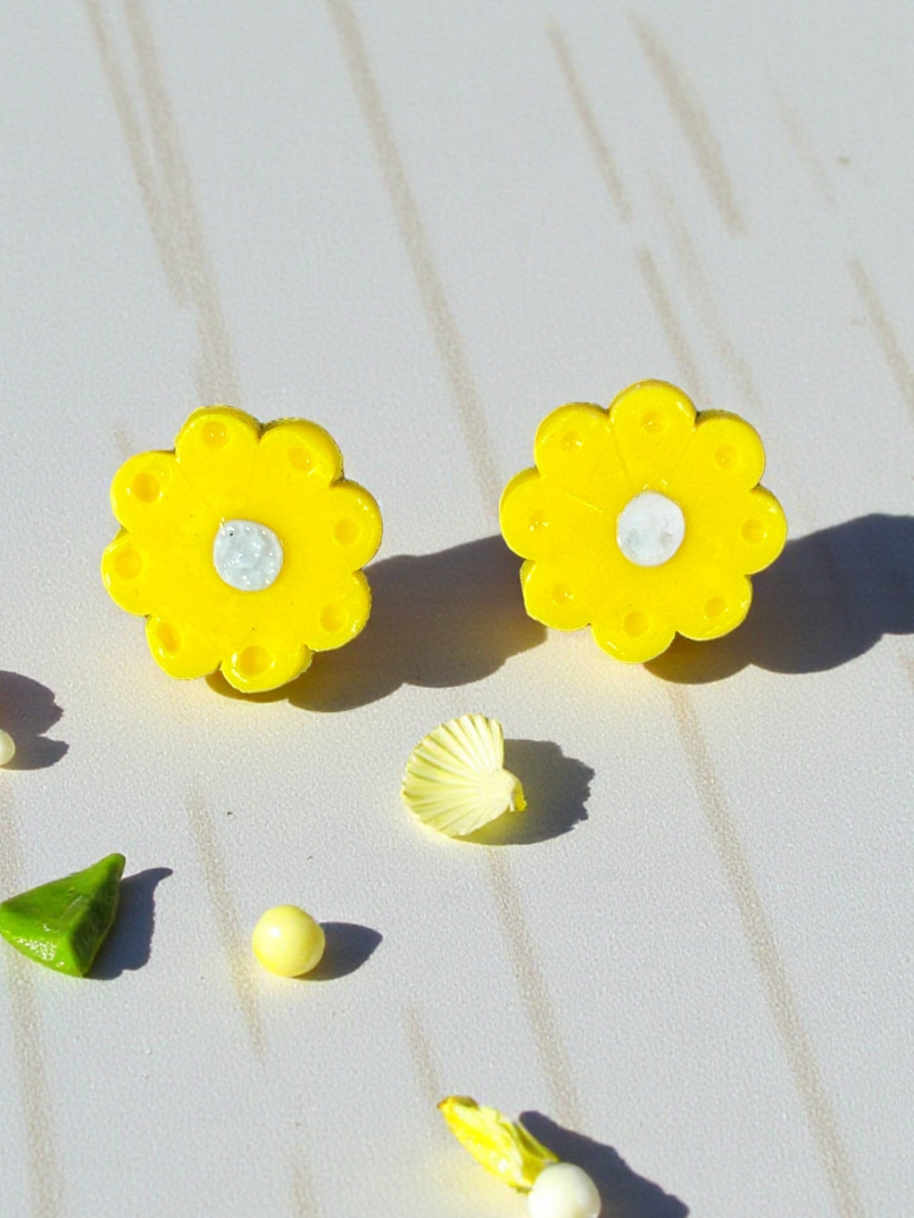 Handcrafted Polymer Clay Sunflower Stud Earrings