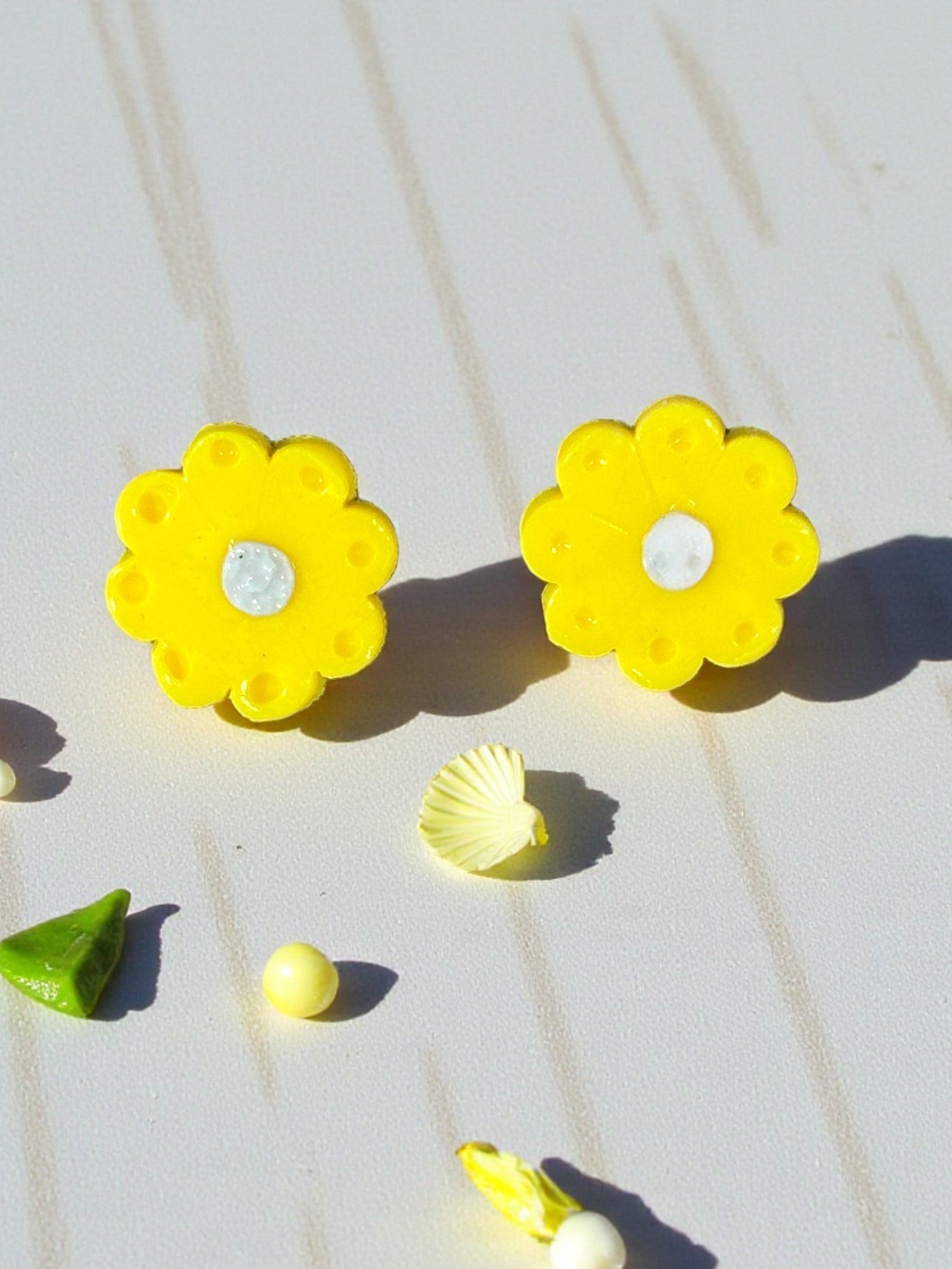 Handcrafted Polymer Clay Sunflower Stud Earrings