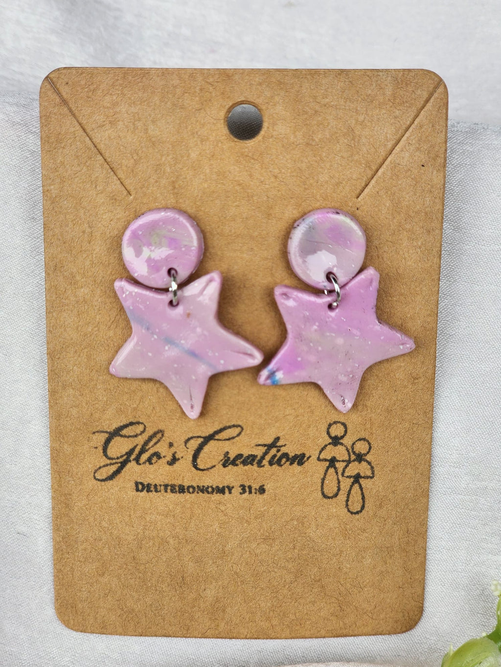 Handcrafted Polymer Clay Star Dangle Earrings