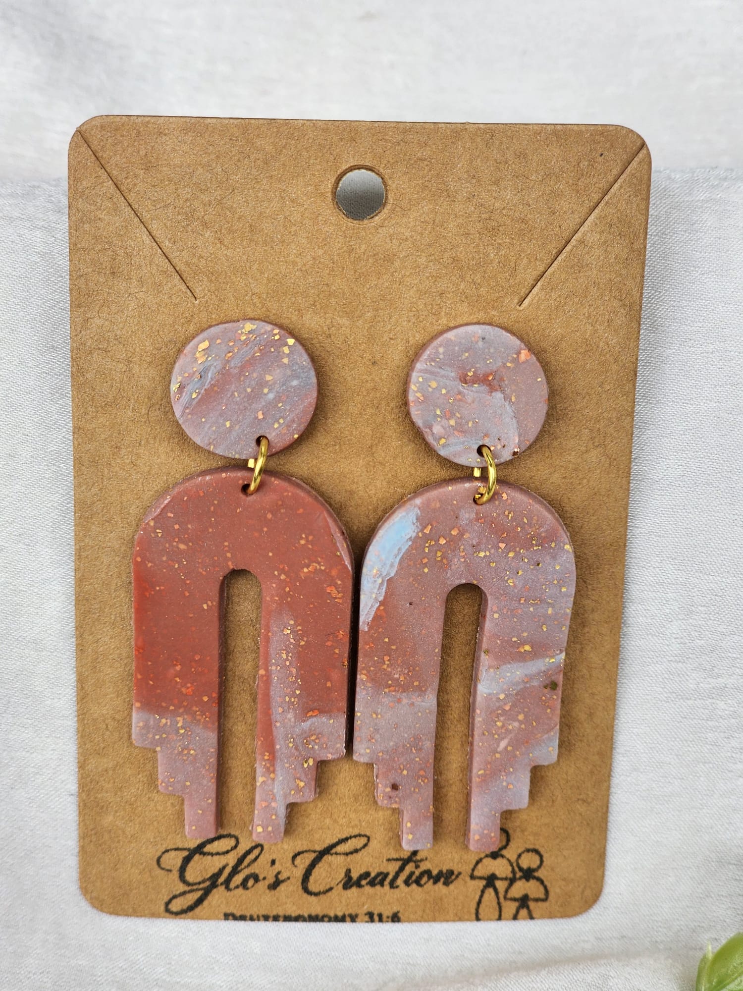 Handcrafted Polymer Clay Earthy Arch Dangle Earrings