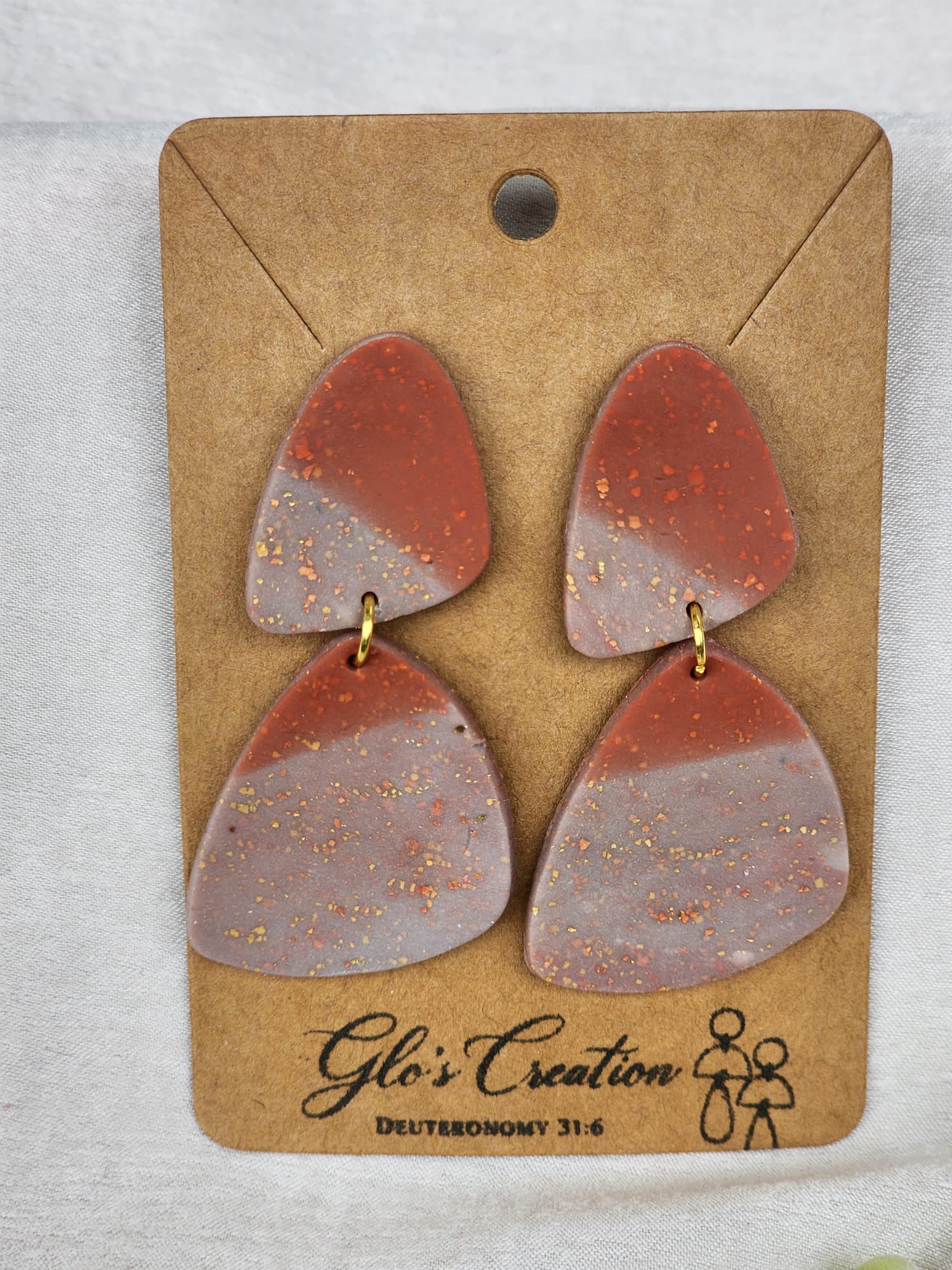 Handcrafted Polymer Clay Terracotta & Sand Dangle Earrings