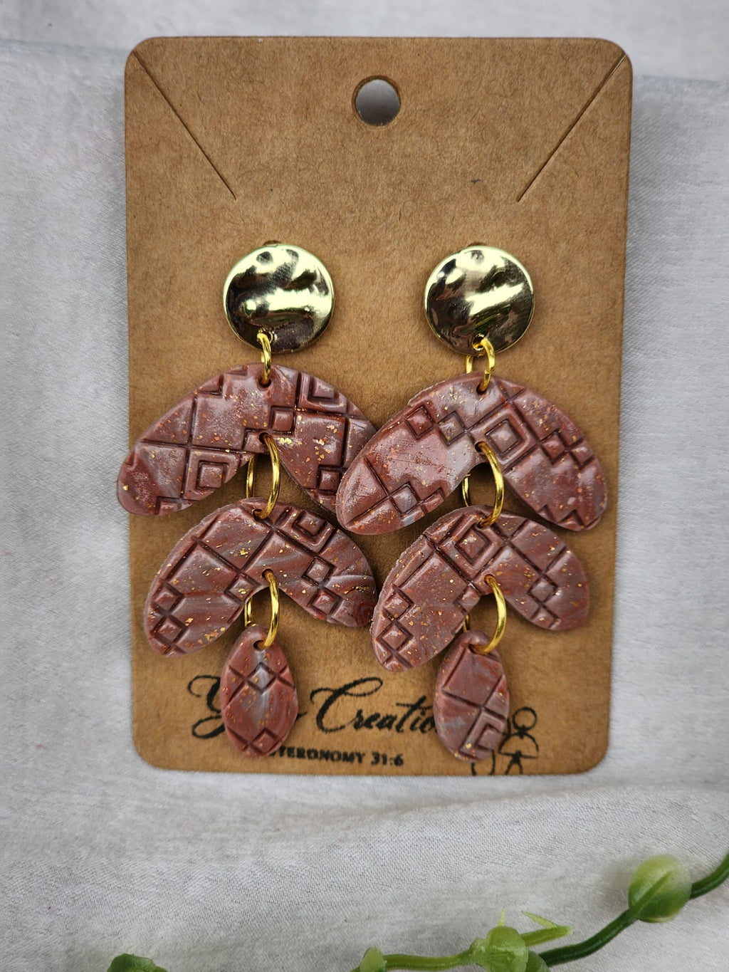 Handcrafted Polymer Clay Earthy Cascading Dangle Earrings