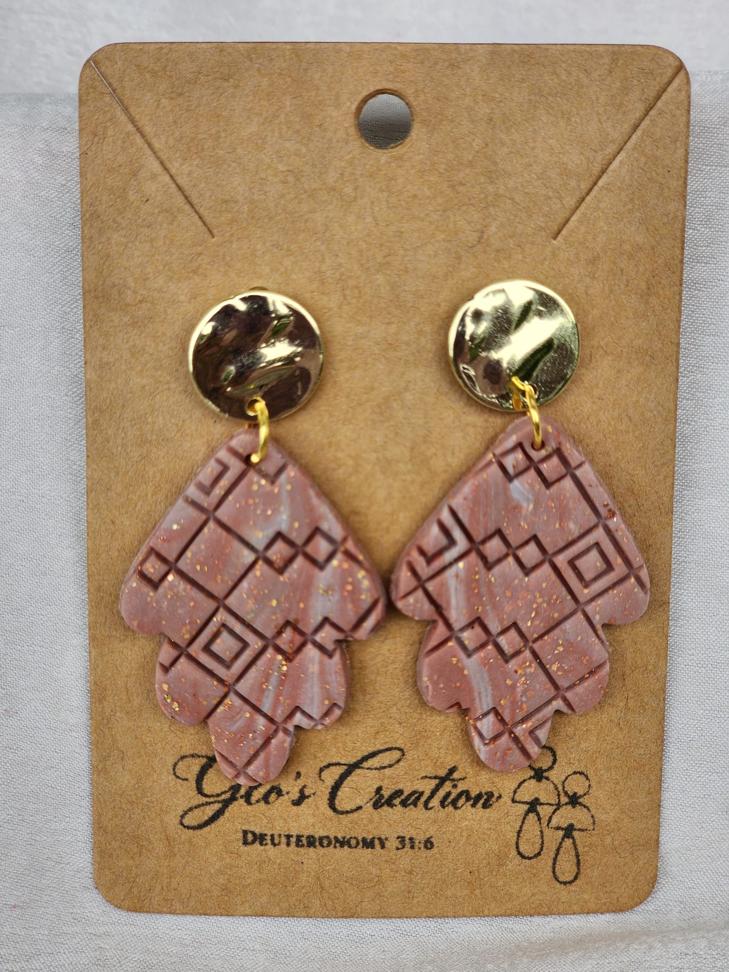 Handcrafted Polymer Clay Ornate Leaf Dangle Earrings