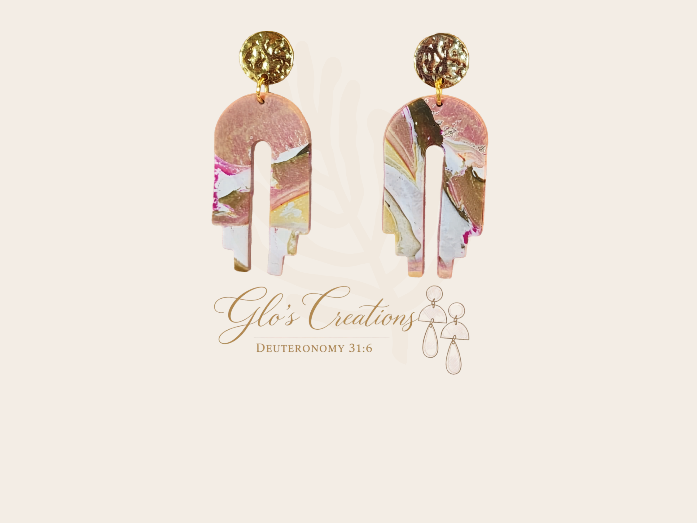 Handcrafted Polymer Clay Arch Dangle Earrings
