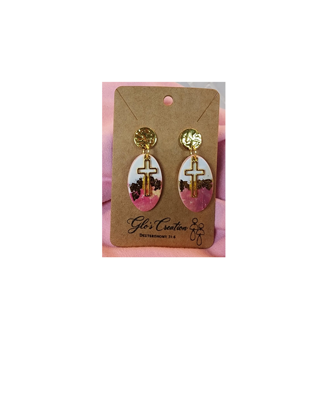 Handcrafted Polymer Clay Cross Dangle Earrings