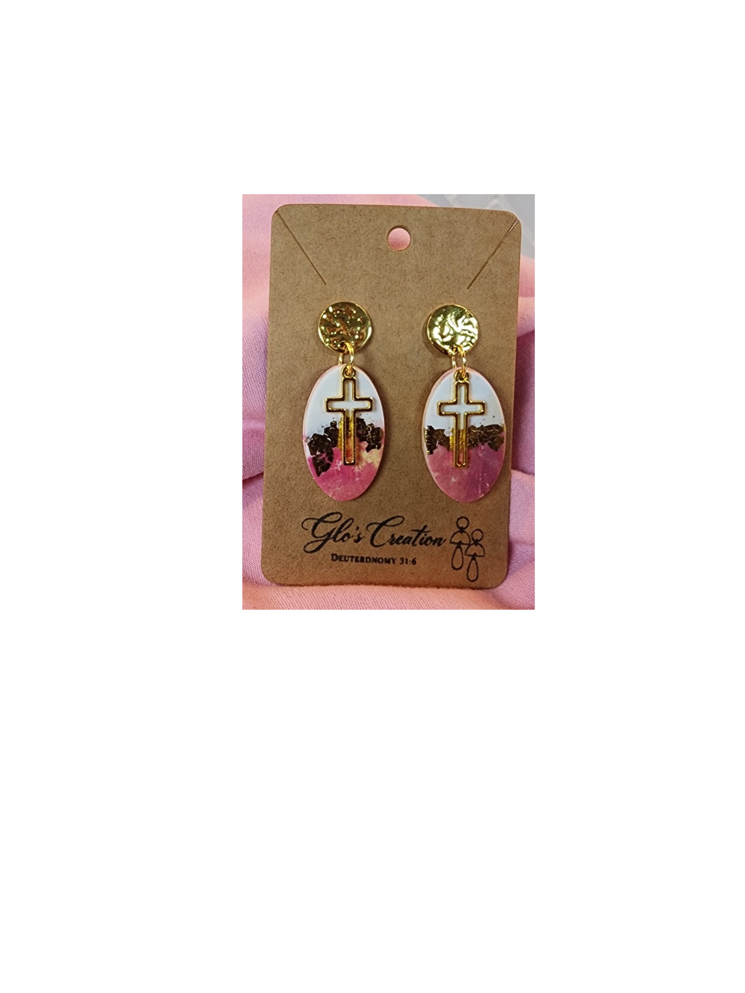 Handcrafted Polymer Clay Cross Dangle Earrings