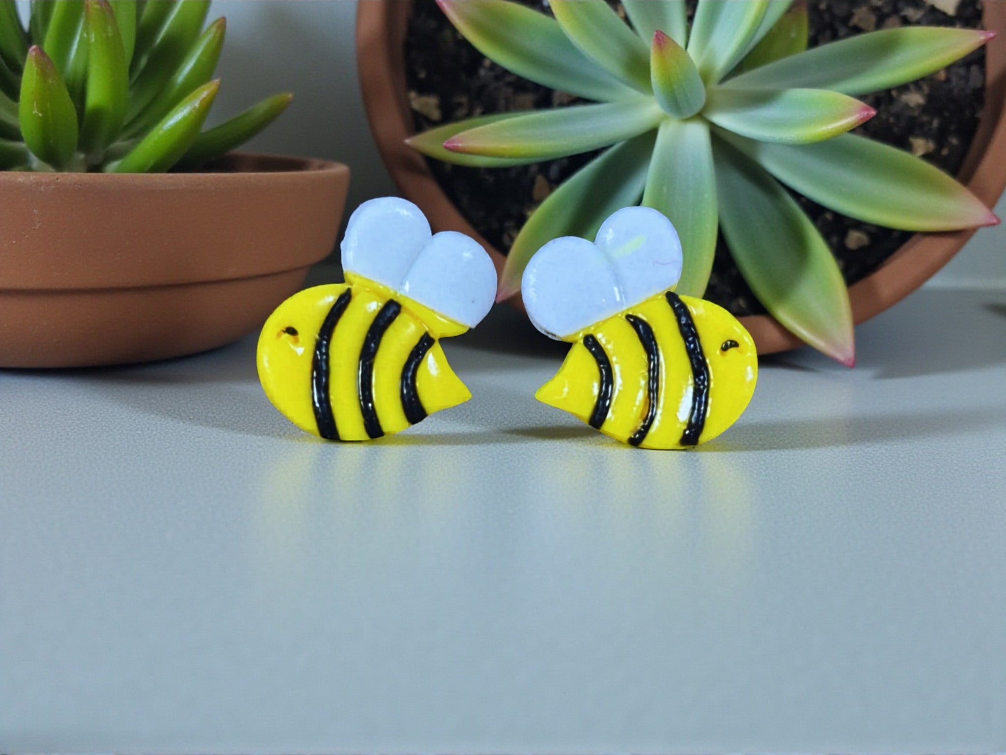 Handcrafted Polymer Clay Bumble Bee Stud Earrings