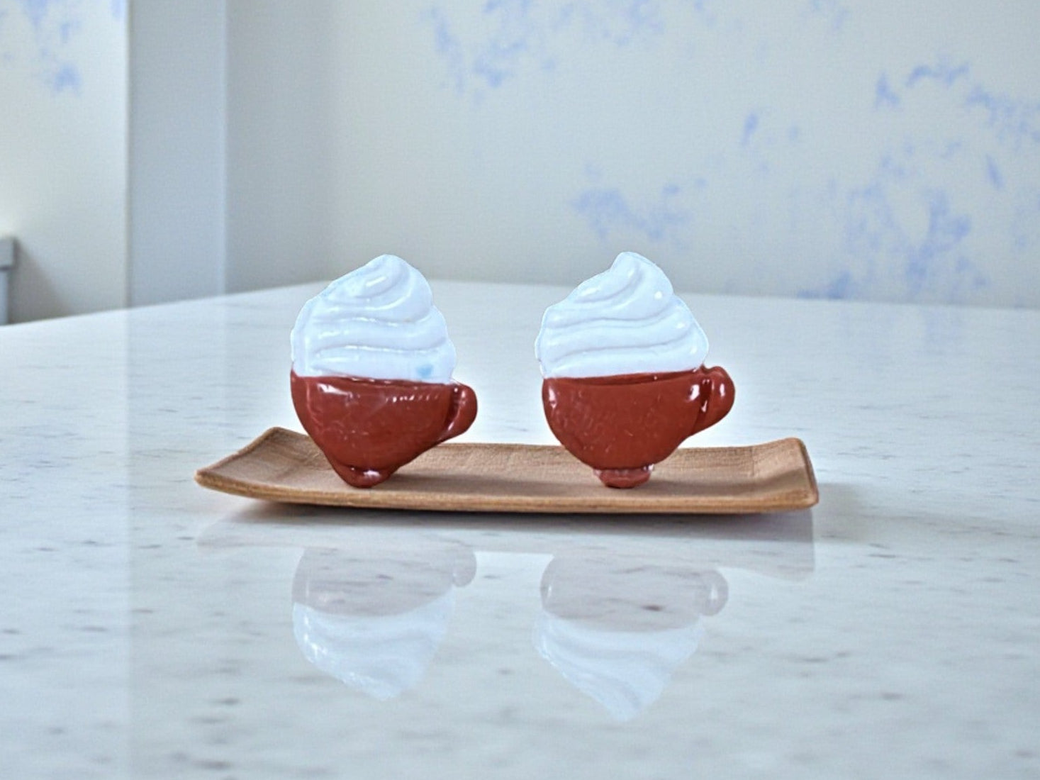 Handcrafted Polymer Clay Cappuccino Stud Earrings