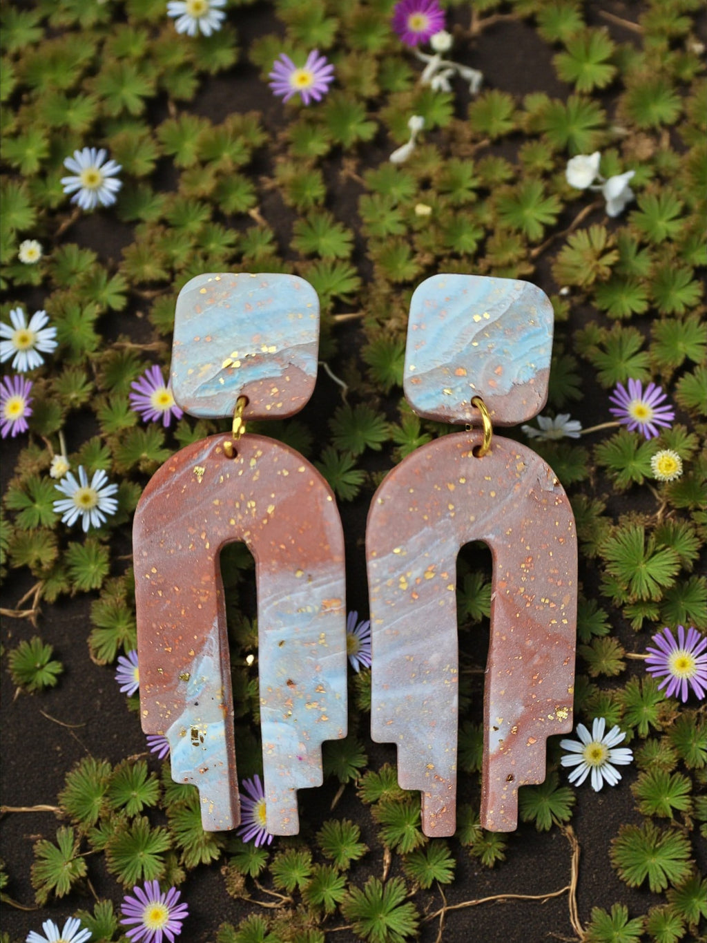 Marbled Serenity Polymer Clay Earrings