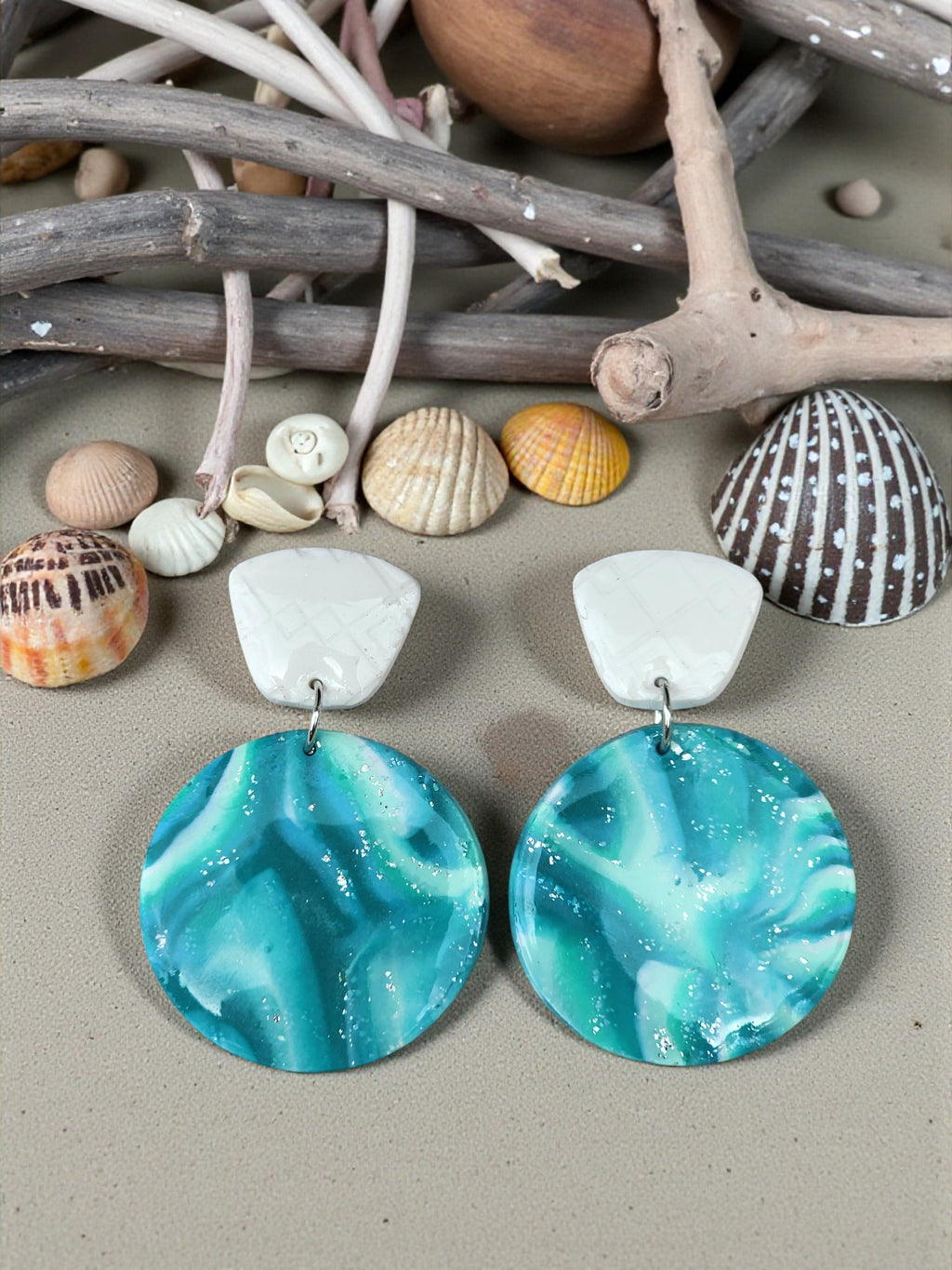 Coastal Crest Turquoise Circle Earrings