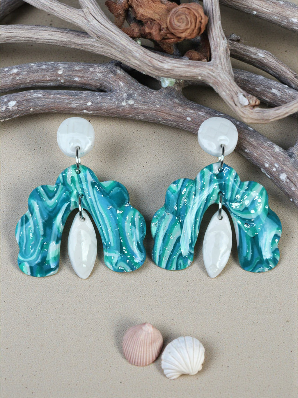 Wavecrest Fan Turquoise Dangle Earrings