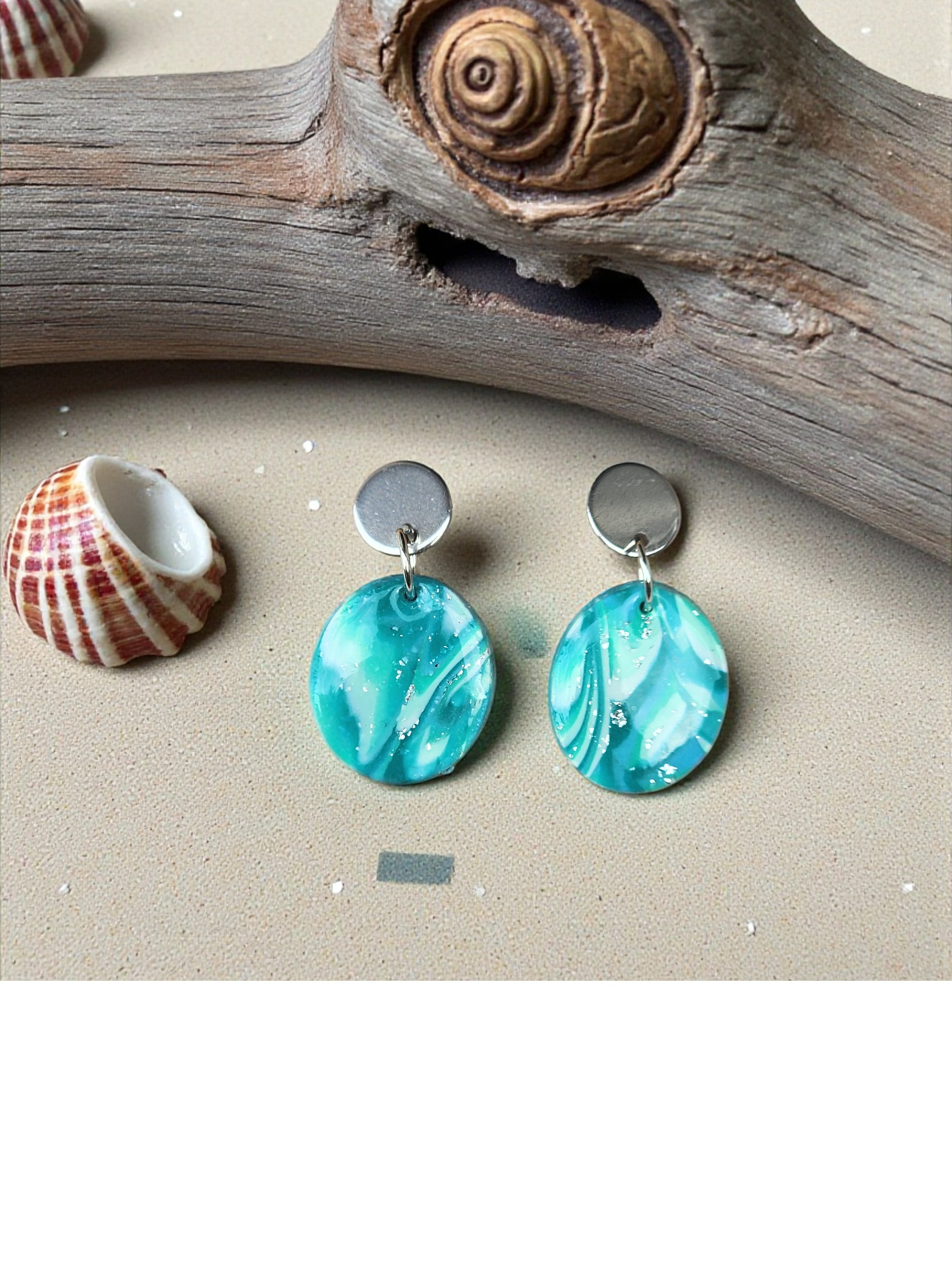 Tidal Drift Turquoise Circle Earrings