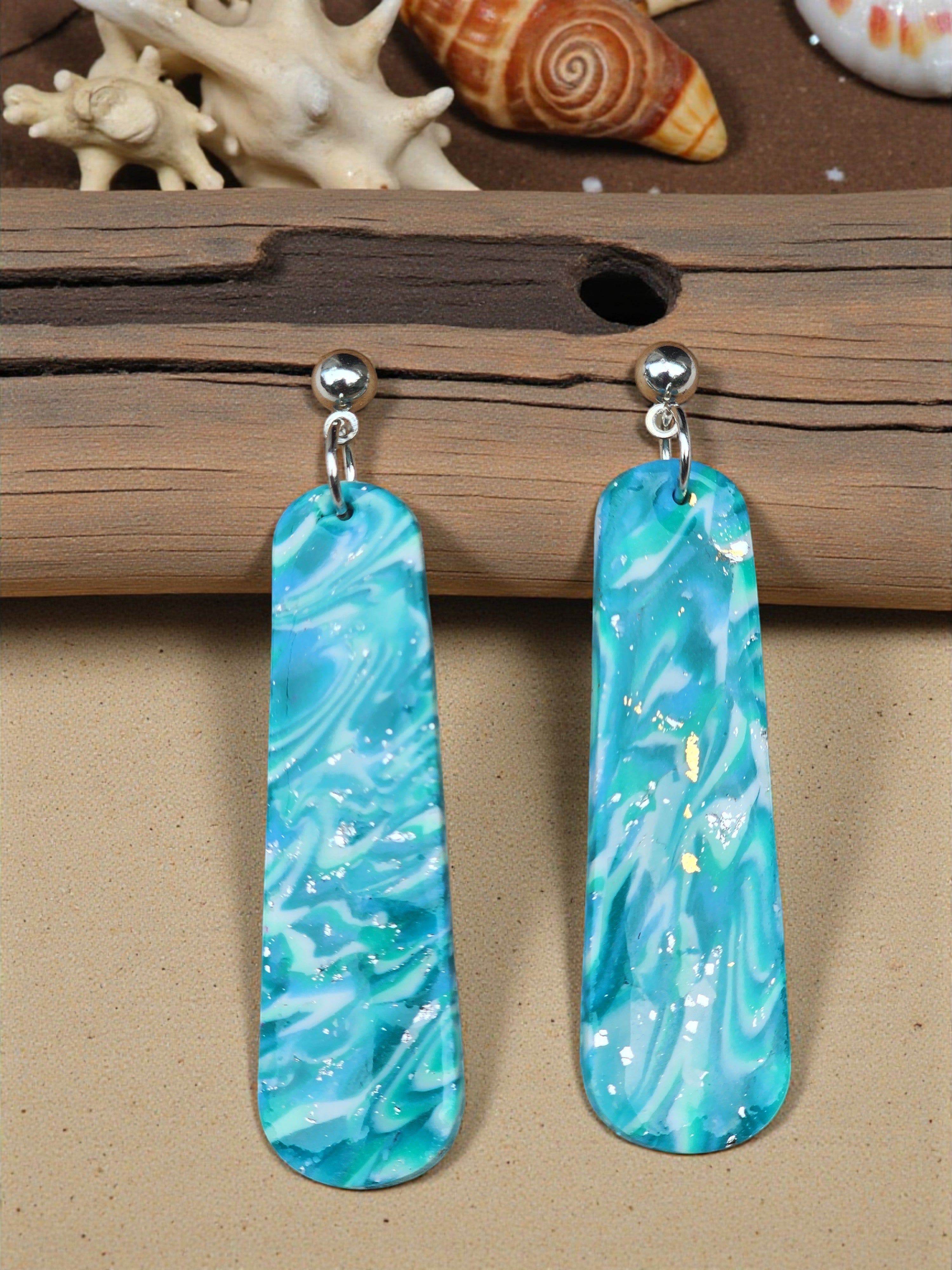 Ocean Drift Marbled Turquoise Dangles