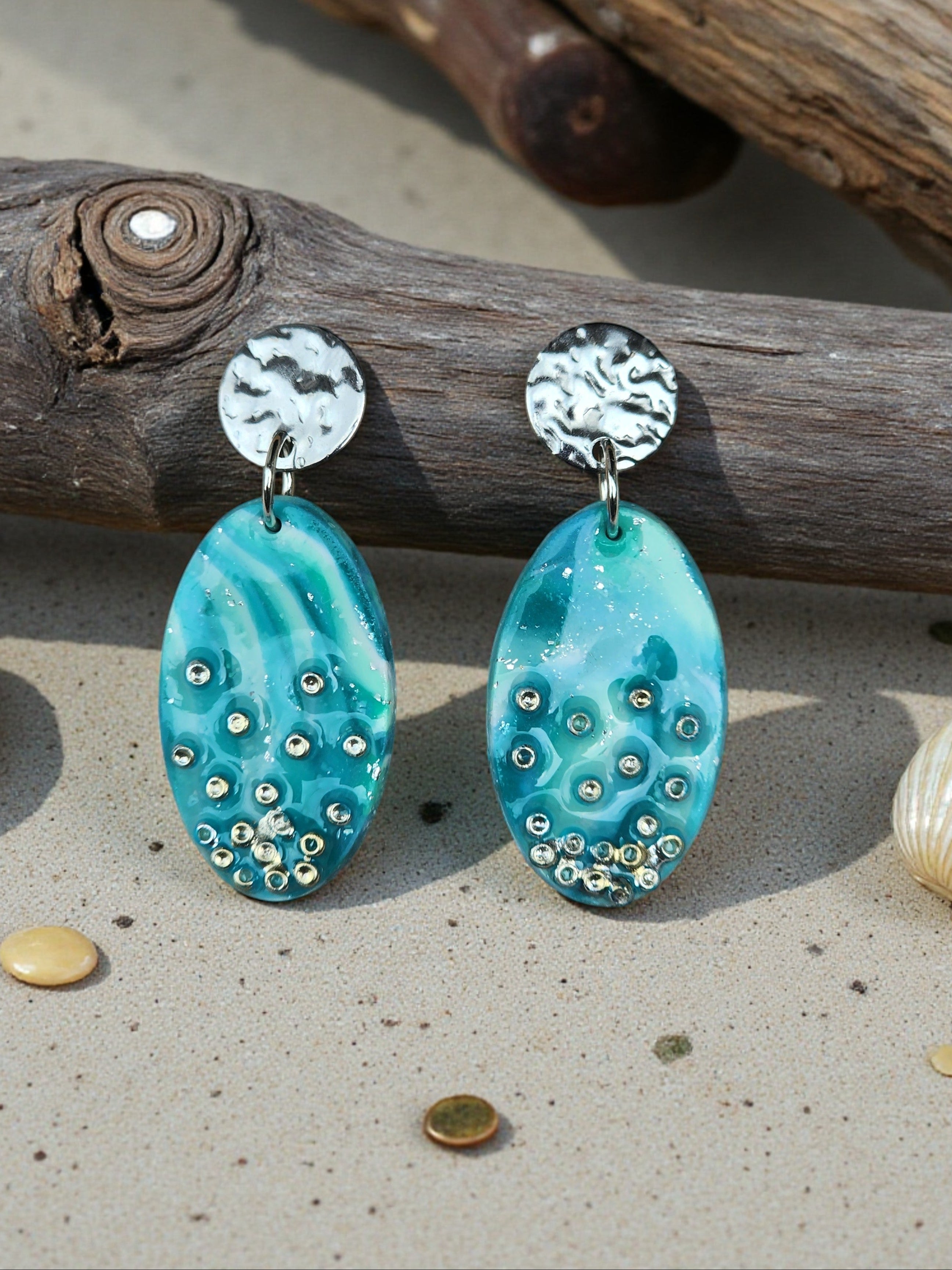 Tidepool Gem Turquoise Oval Earrings